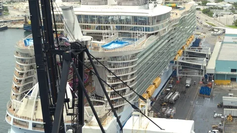Harmony of the Seas docked at terminal after returning to Port Everglades Stock-Footage 117743800