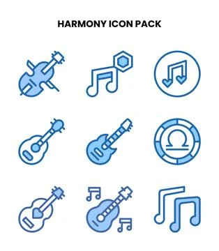 Harmony Two Colour Bundle Icons Pack Stock Illustration