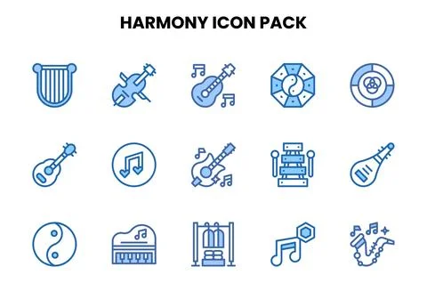 Harmony Two Colour Bundle Icons Pack Stock Illustration