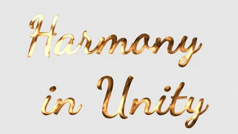 Harmony In Unity gold text animation. Stock Footage 310492956