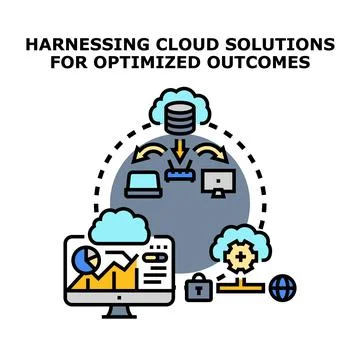Harnessing cloud solutions for optimized business outcomes Stock Illustration