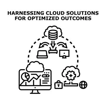 Harnessing cloud solutions for optimized business outcomes Stock Illustration