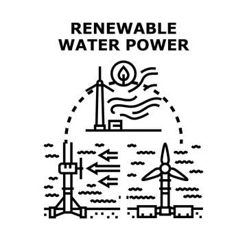 Harnessing ocean currents and wind for renewable energy Stock Illustration