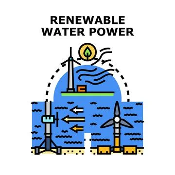 Harnessing ocean currents and wind for renewable energy Stock Illustration
