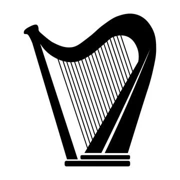 Harp black vector icon on white background Stock Illustration