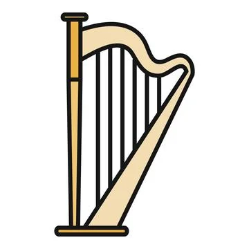 Harp classical string musical instrument vector illustration Ilustração Stock