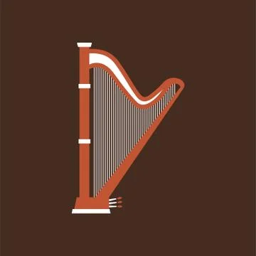 Harp flat vector icon. Classic music instrument Stock Illustration