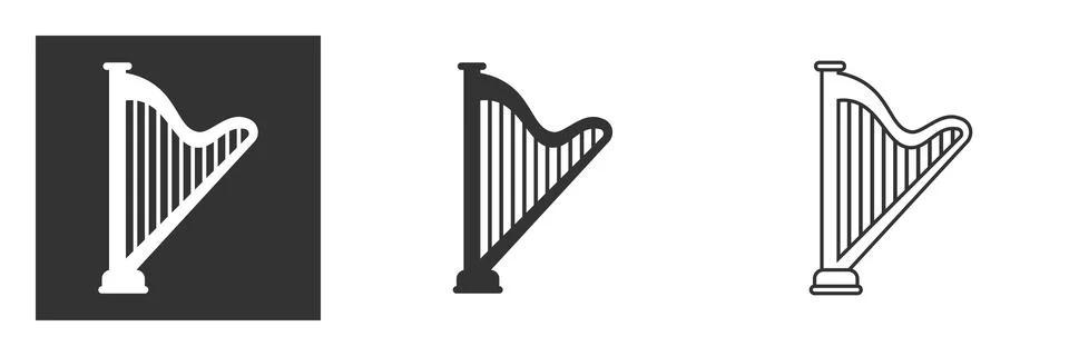 Harp glyph icon vector. Flat vector harp symbol sign from modern music collec Stock Illustration