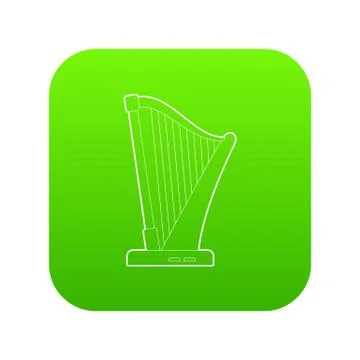 Harp icon green vector Ilustração Stock