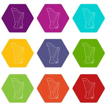 Harp icons set 9 Ilustração Stock