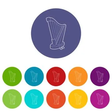 Harp icons set vector color Ilustração Stock