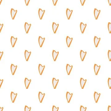 Harp instrument seamless pattern repeating on white background Stock Illustration