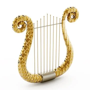 Harp isolated on white background. 3D illustration Stock Illustration