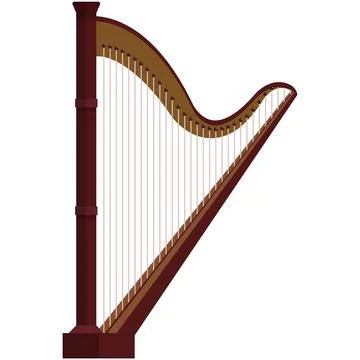Harp, music icon, flat vector isolated illustration. String musical instrument. Illustrazione stock