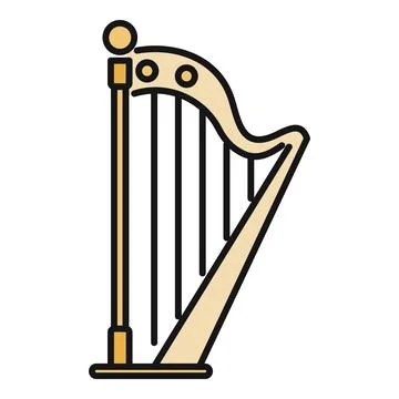 Harp musical instrument producing classical angelic sound Stock Illustration