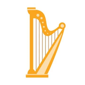 Harp, Part Of Musical Instruments Set Of Realistic Cartoon Vector Isolated Ilustración de archivo