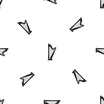 Harp pattern seamless black Stock Illustration