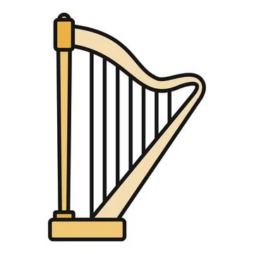 Harp string instrument for classical orchestra music Stock Illustration