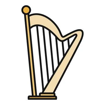 Harp string instrument icon cartoon illustration Stock Illustration
