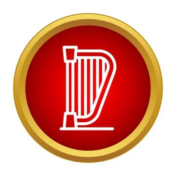 Harp string instrument icon in golden frame Stock-Illustration