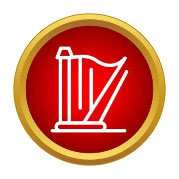Harp string instrument icon in red circle Stock Illustration