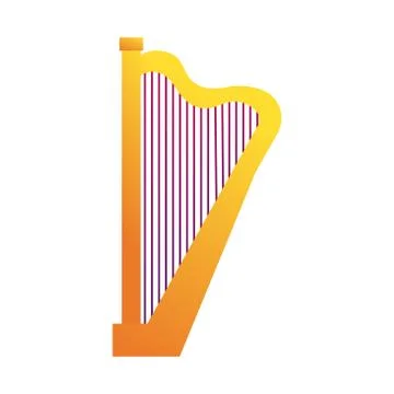Harp string instrument line and fill style icon Stock Illustration