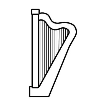 Harp string instrument line style icon Stock Illustration