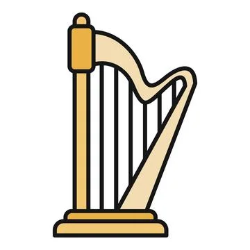 Harp string instrument for music and classical performance Stock Illustration