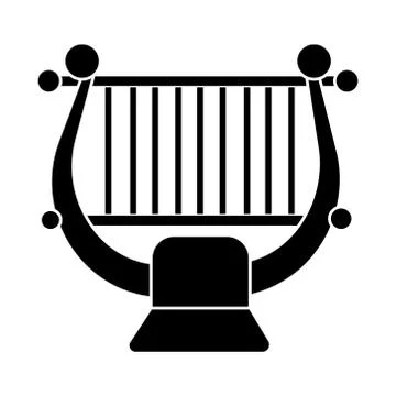 Harp - string music classical icon, vector illustration, black sign on isolated 库存插图