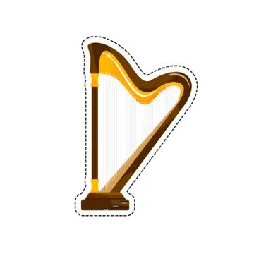 The harp is a stringed musical instrument 스톡 일러스트