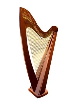 Harp on white Stock Illustration