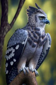Harpy eagle standing on branches Stock Illustration