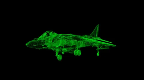Harrier Wireframe Stock Footage 36043047
