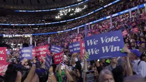 Harris makes surprise appearance on first day of US DNC, ESTADOS UNIDOS, US - 20 Stock-Footage 282231660