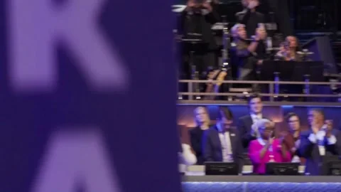 Harris promises "dignity, security, and freedom" to Palestinians, Chicago, US -  Stock-Footage 282505584