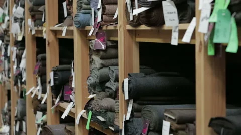 Harris Tweed samples in a local mill on the Isle of Harris Stock Footage 58495594