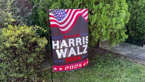 Harris Walz 2024 Yard Flag Stock-Footage 287786010