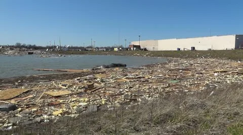Harrisburg Storm Damage 19 HD Floating Debris Stock Footage