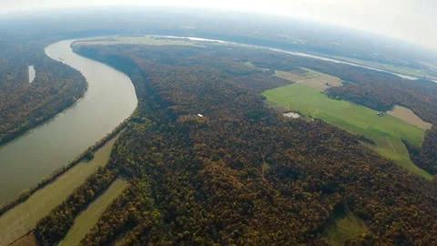 Harrison Co IN - Barge in Ohio River - Aerial Stock Footage 278243023