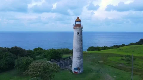 Harrison's Point Lighthouse aerial view, Barbados Stock Footage 327429414