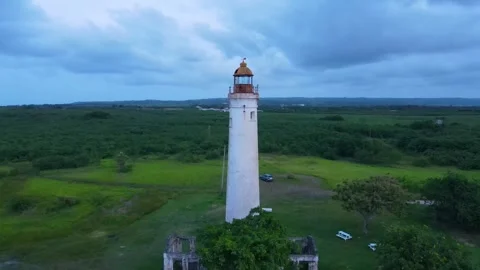 Harrison's Point Lighthouse aerial view, Barbados Stock Footage 327429416