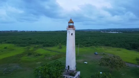 Harrison's Point Lighthouse aerial view, Barbados Stock Footage 327429423
