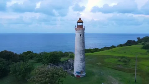 Harrison's Point Lighthouse aerial view, Barbados Stock Footage 327429511