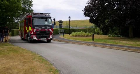 Harrogate, Yorkshire UK 17th August 2026: Slow motion footage of a red Volv.. Stock Footage 344197862