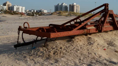 Harrow in a bathing beach Видео 22532733