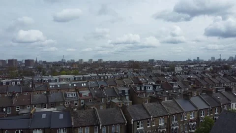 Harrow Road Urban Intersection and Residential Neighborhood Stock Footage 327539144