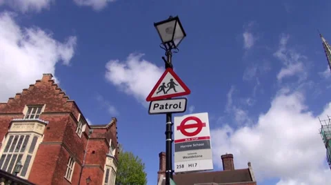 Harrow School Bus Stop Stock Footage 38128397