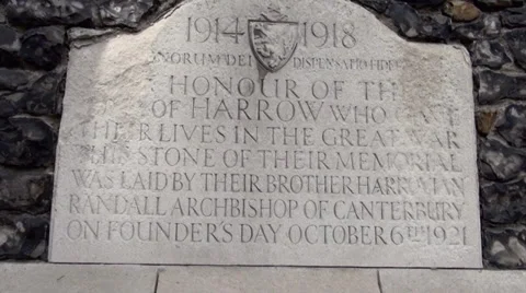 Harrow School  war plaque Stock Footage 38128531
