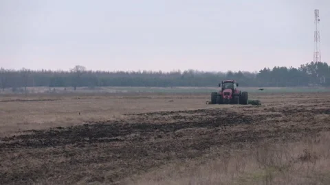 Harrowing the soil with disc harrows in spring Stock-Footage 126747807