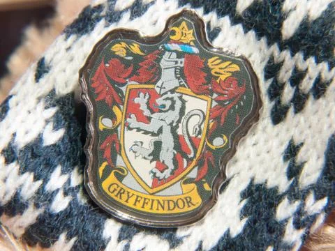 Harry potter badge gryffindor house emblem detail Stock Photos
